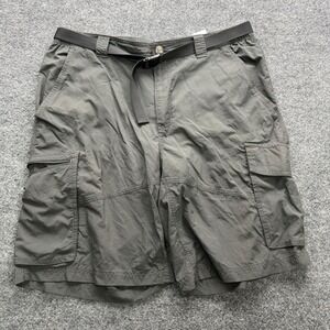 Columbia Cargo Shorts Mens Size 36 Gray Omni-Shade Sun Protection Belted Outdoor